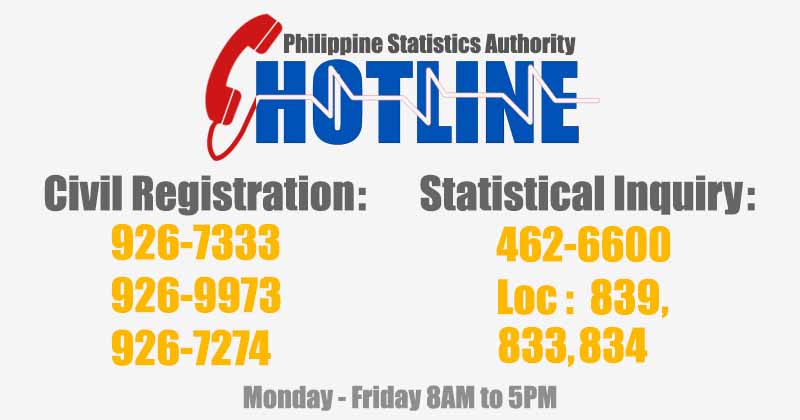 List of Philippine Statistics Authority (PSA) Hotline