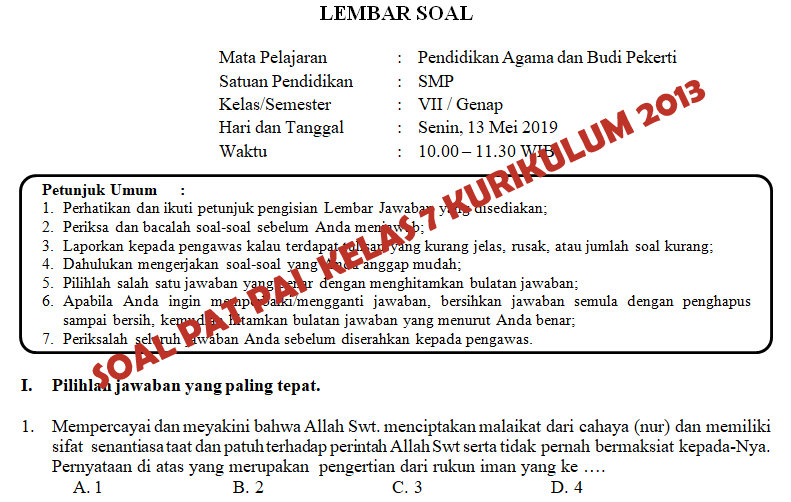 Kunci Jawaban Soal Agama
