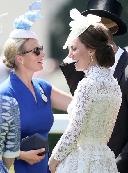 Queen Elizabeth, Duchess Camilla, Duchess Catherine, Countess Sophie of Wessex, Princess Beatrice, Princess Eugenie, Zara Phillips, Kate Middleton wore ALEXANDER MCQUEEN Lace Dress