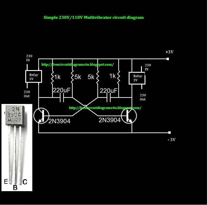 FREE CIRCUIT DIAGRAMS 4U: 230V /110V simple Multivibrator Circuit Diagram