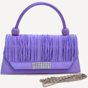 Purple Pleated rhinestone accent clutch evening bag