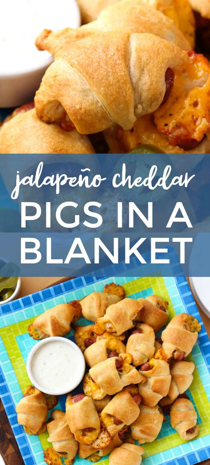 Jalapeño Cheddar Pigs in a Blanket | The Two Bite Club | #pigsinablanket #appetizer #fingerfood