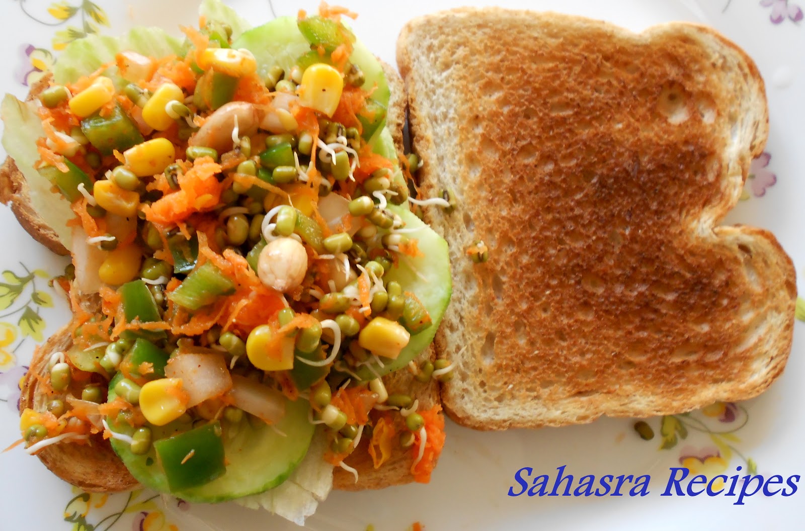 Sahasra Recipes Sprouts Sweet Corn Sandwich