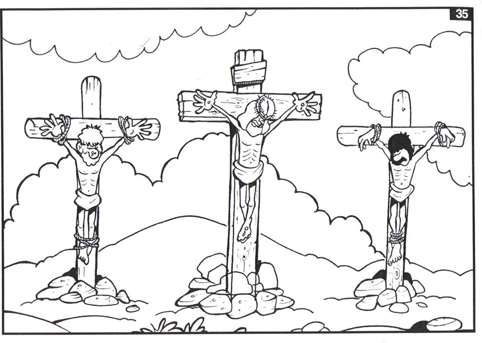 Jesús clavado en la cruz colorear Jesús clavado en la cruz colorear