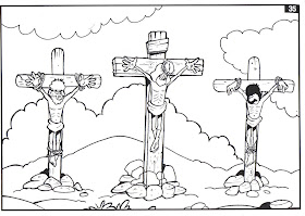 Jesús clavado en la cruz colorear