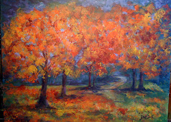 acrylic trees fall painting autumn paintings october 9x13 jpd artworks done