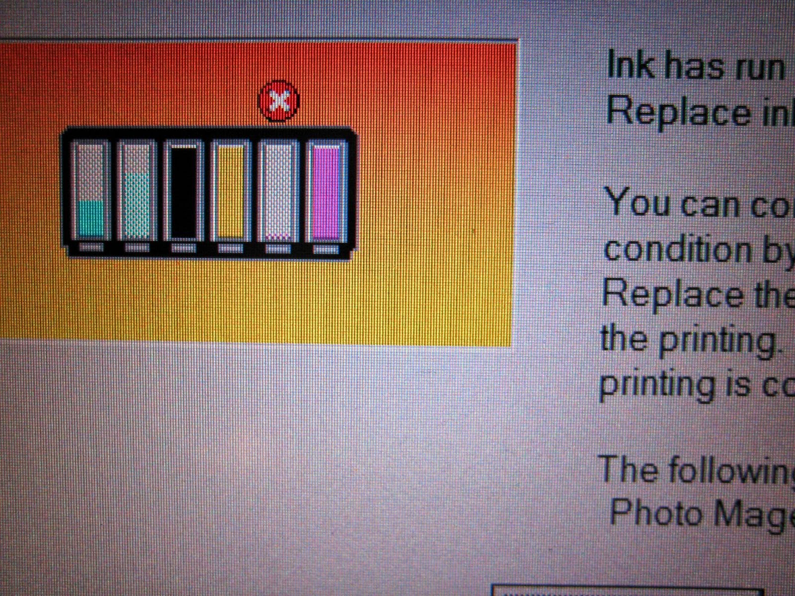 printer saying empty cartridges