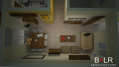 BLR arquitectura: Diseño de interior de estar comedor