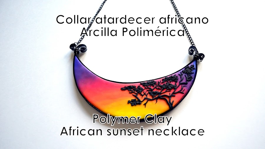 collar atardecer africano arcilla polimérica
