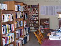 Agenda's small library in the bank building