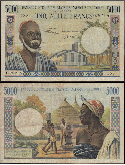 West African States 5000 Francs P #104Ah - A for Ivory Coast