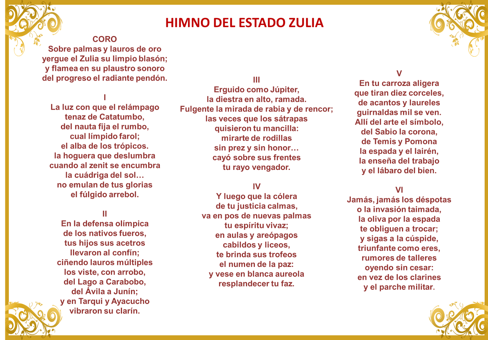Resultado de imagen para himno del estado zulia
