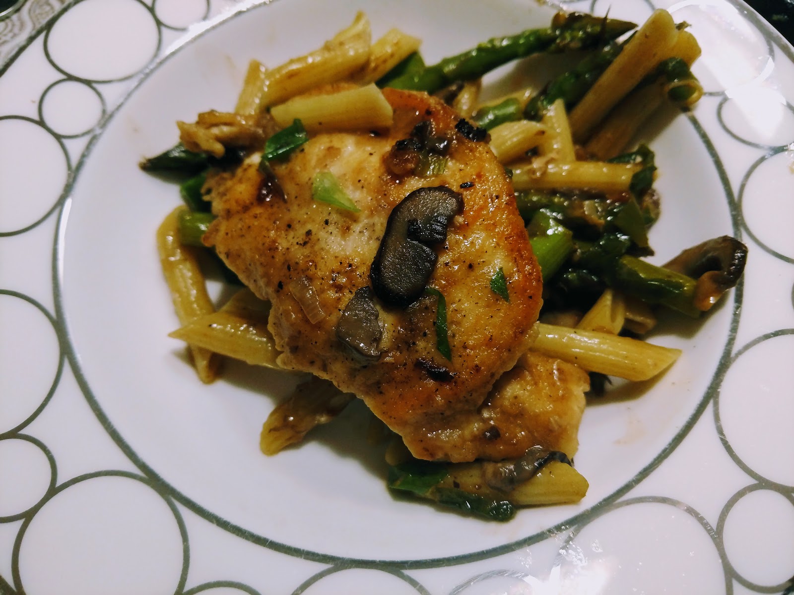 Chicken Marsala with Asparagus and Penne