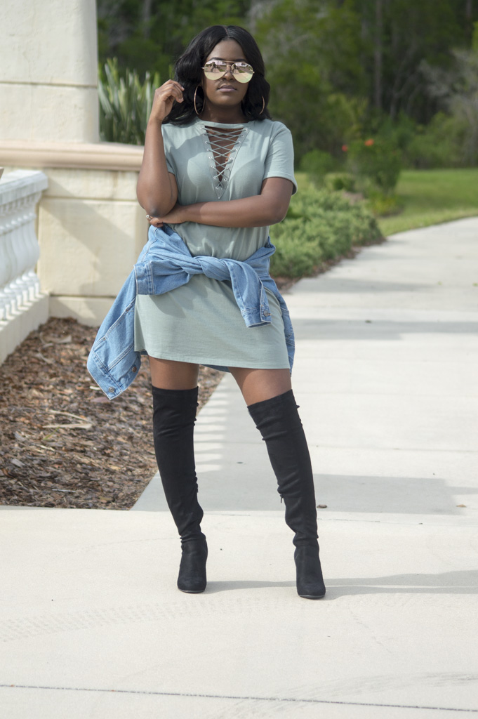 shirt dress with boots