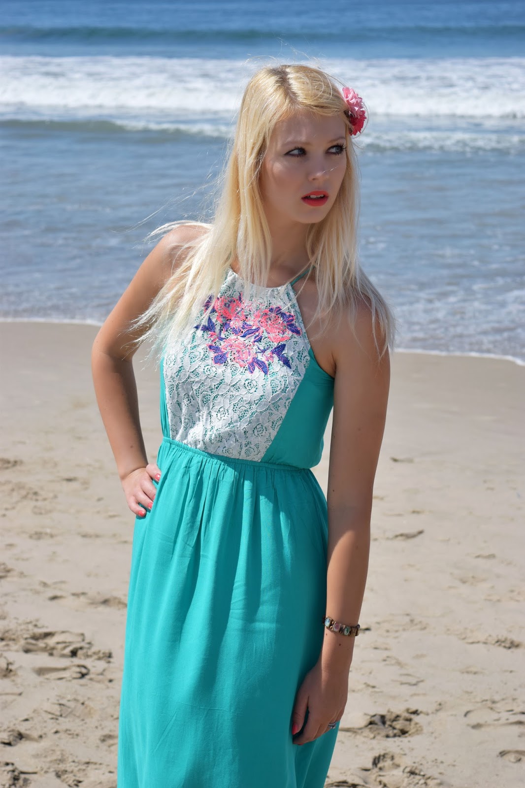 Pinkblush maxi dress, santa monica beach