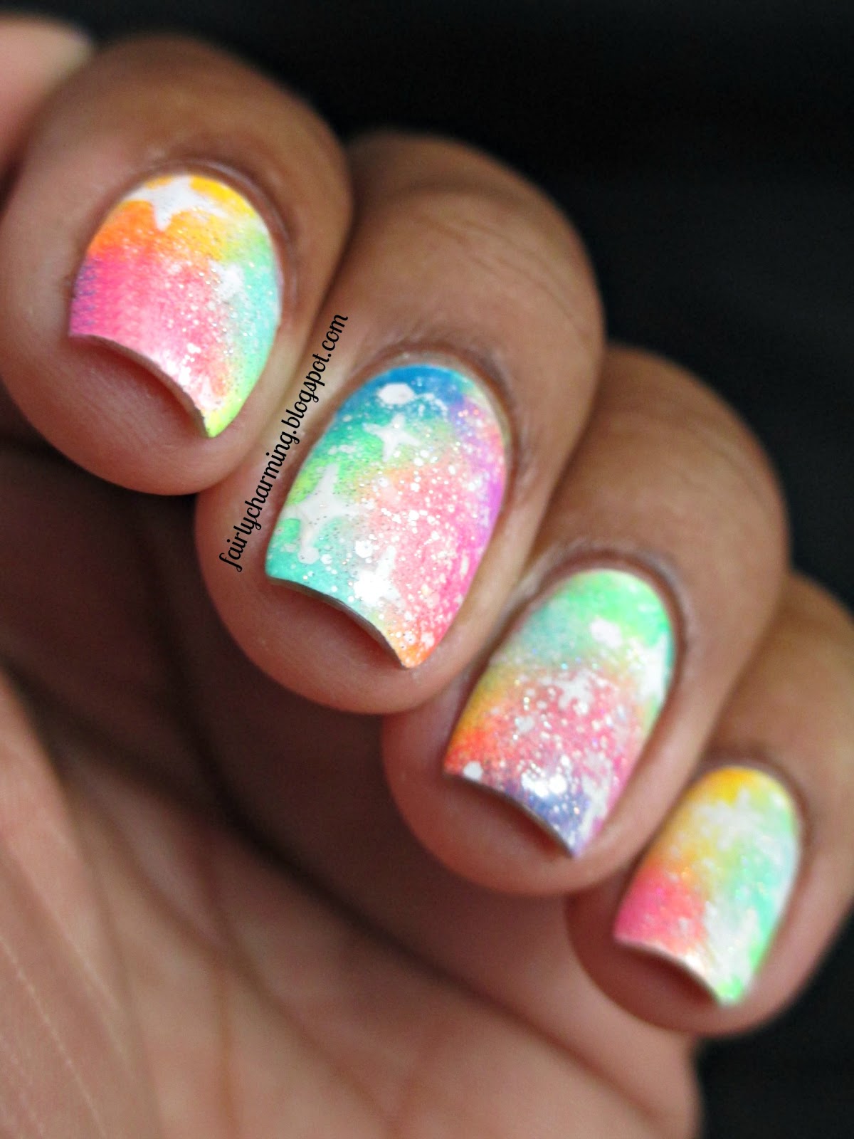 Fairly Charming: Neon Galaxy Nails