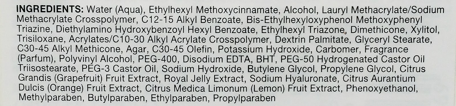 biore uv aqua rich ingredient