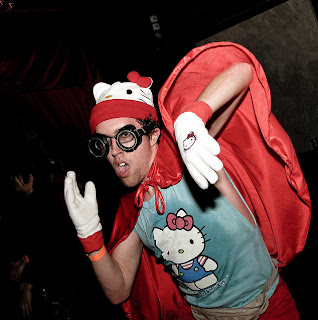 Hello Kitty superhero costume funny rave