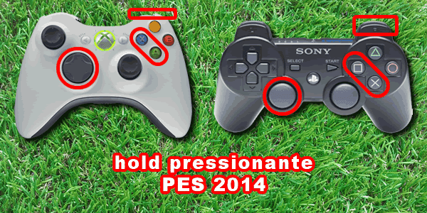 Comando Xbox 360 e comando Playstation 3 - Hold pressionante PES 2014