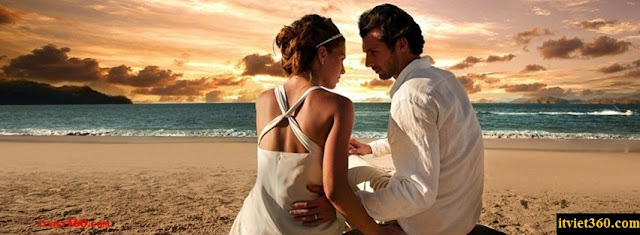 Ảnh bìa lãng mạn cho Facebook - Cover FB romantic timeline, cát trắng biển xanh nói lên tình anh