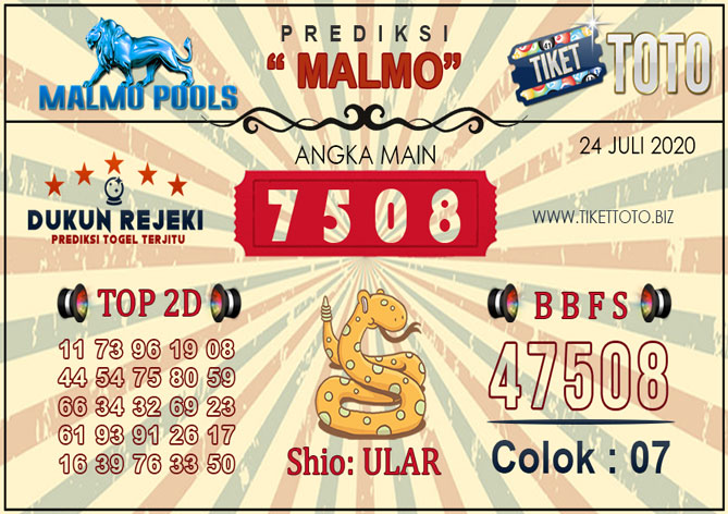 Prediksi Togel MALMO TIKETTOTO 24 JULI 2020