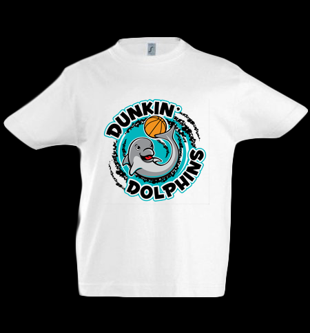 Round Neck kids T-shirt Dunkin Dolphins Print