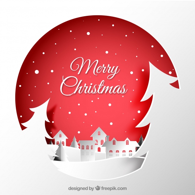 Christmas city paper background Free Vector