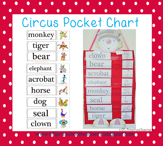 circus vocabulary pocket chart.
