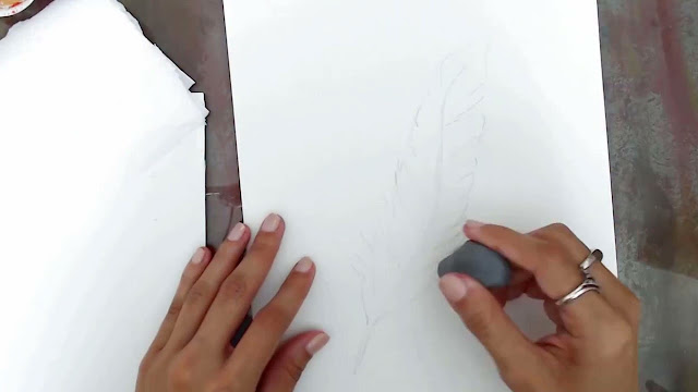 Pintando uma Pena com Aquarela Pintando uma Pena com Aquarela