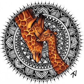 06-Giraffe-Nigar-Tahmazova-Color-Plus-B&W-Animal-Ink-Drawings-www-designstack-co