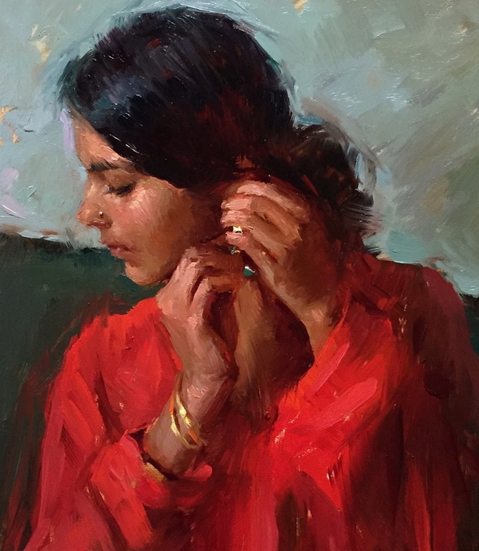 EL ARTE Y ACTIVIDAD CULTURAL: Las Chicas Del Vestido Rojo Pinturas,  Impresionismo de Suchitra Bhosle