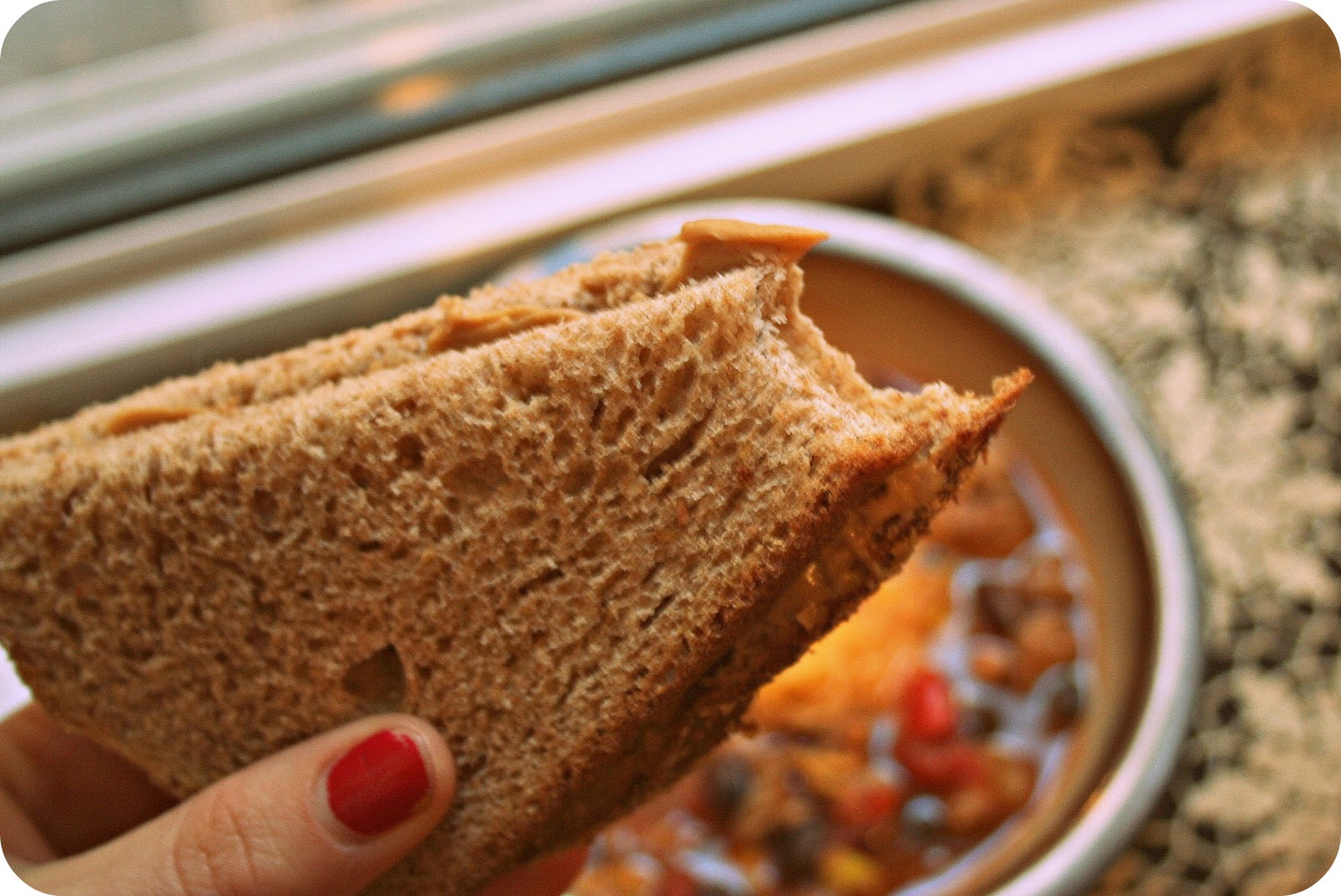 Scarborough FoodFair Turkey Chili...with a Peanut Butter Sandwich