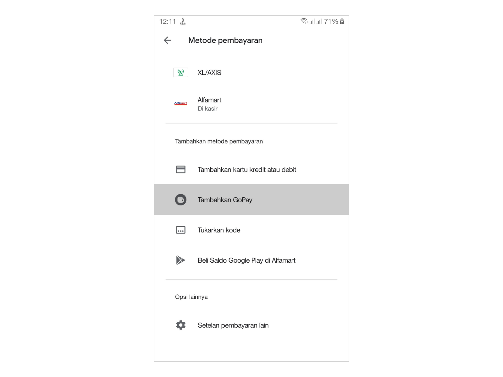 Tambahkan GoPay di Google Play Tambahkan GoPay di Google Play