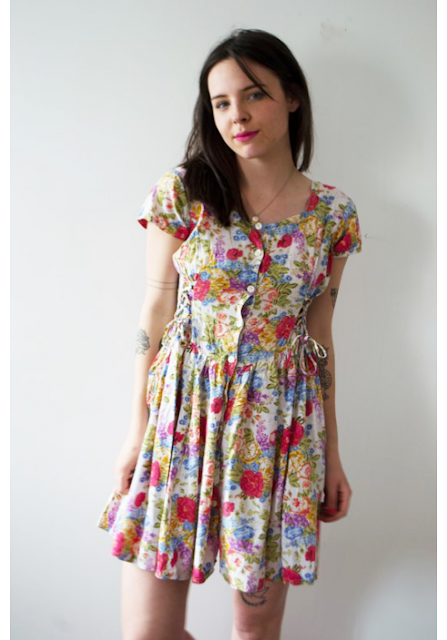 ROBE VINTAGE 80'S À FLEURS