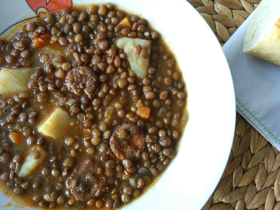 Presentación lentejas con chorizo