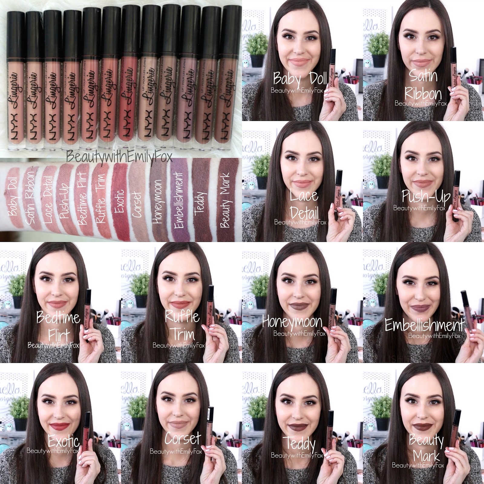 Beautywithemilyfox NYX Lingerie Liquid Lipsticks + Lip Swatches