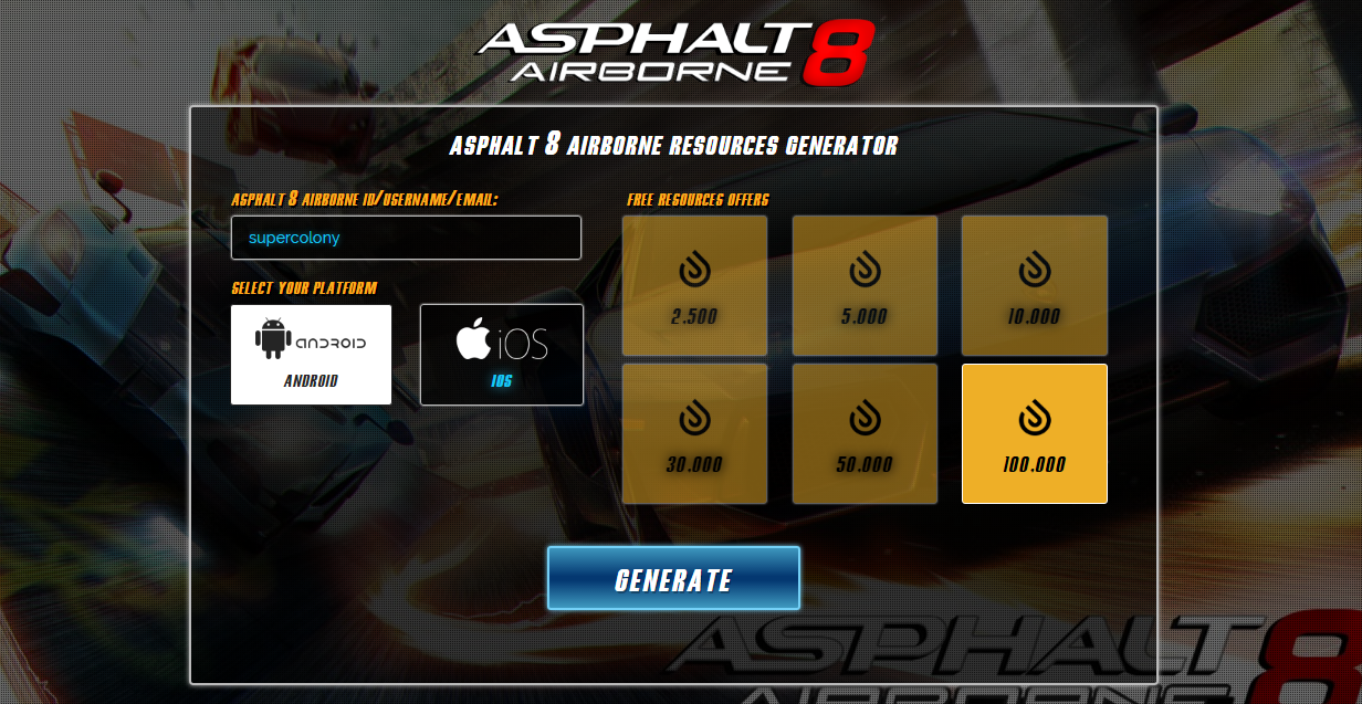asphalt 8 unlimited money and tokens pc
