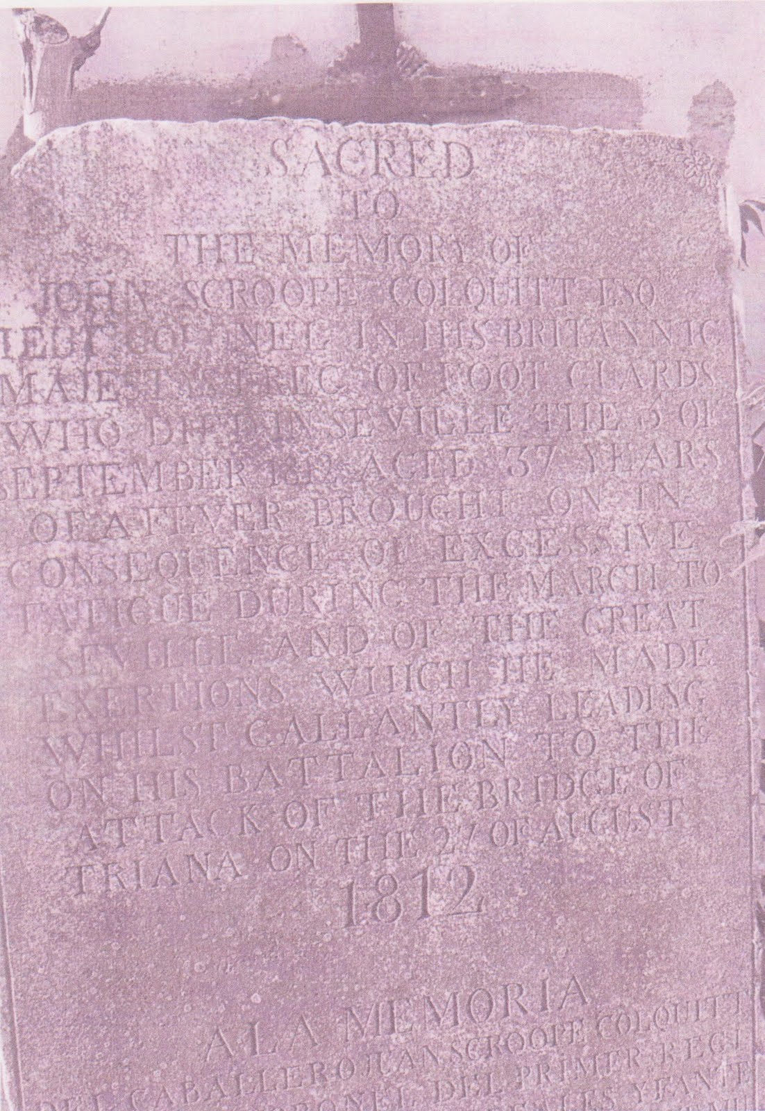 La Cruz del Inglés 2012 John Scrope Colquitt's tombstone