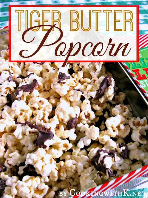 Tiger Butter Popcorn is a twist on the popular tiger butter candy you see in all the candy stores in the mall, just as rich and scrumptious.