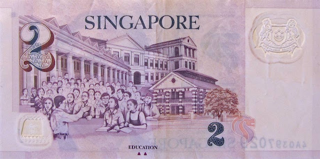 Billete de dos dólares de Singapur