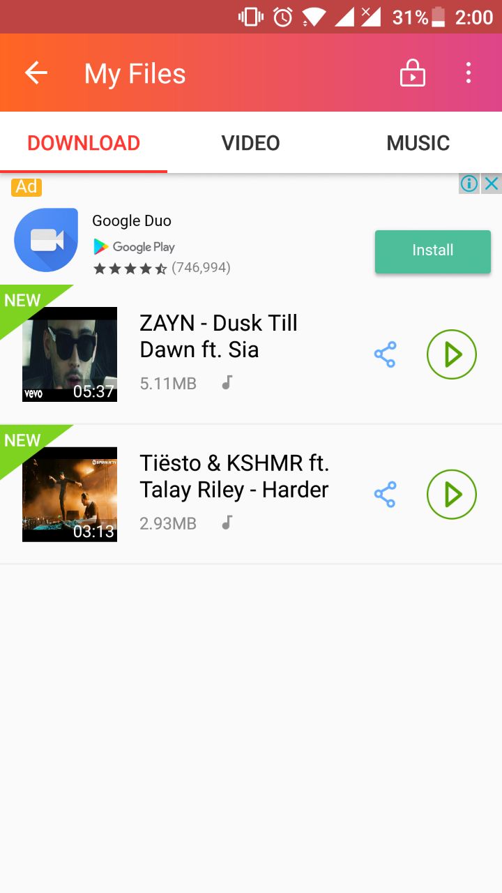 instube download list download youtube videos