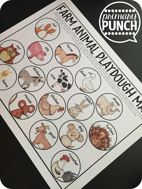 Primary Punch Farm Animals Play Dough Mat