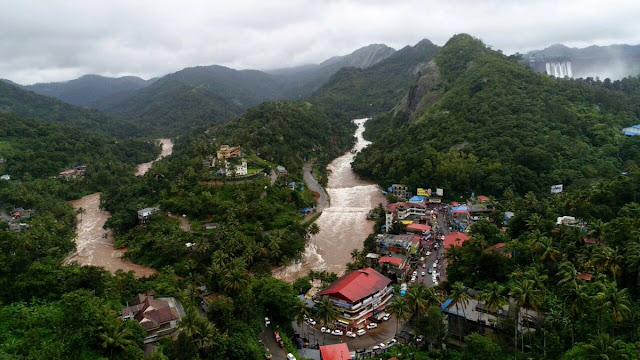 Idukki township aerial view as the dams got opened, kerala floods 2018