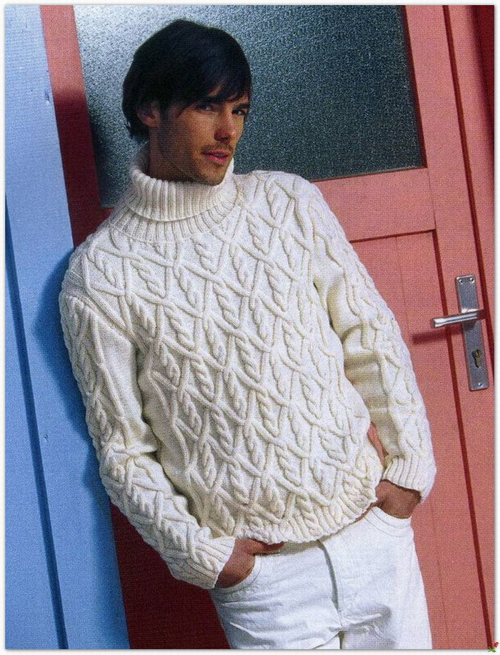 Irina: Sweater. Aran knitting.