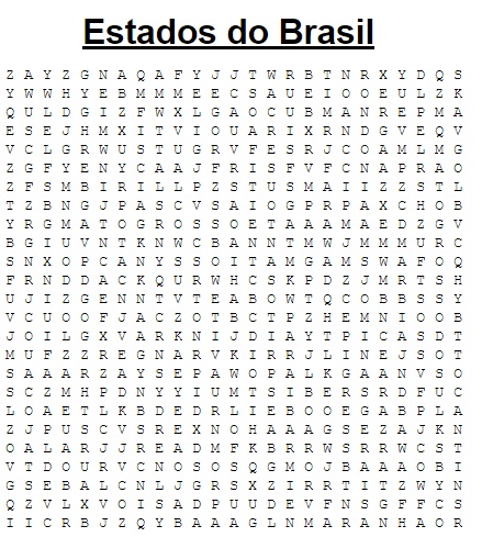 Caça Palavras - Capitais dos Estados Brasileiros - Nível Difícil
