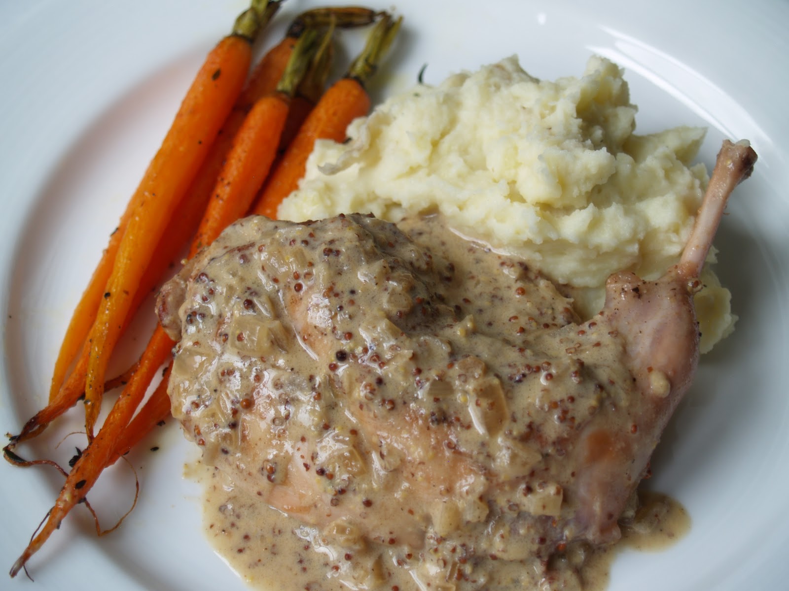 Persimmon and Peach Rabbit with Creamy Mustard Sauce