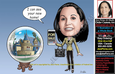 Real Estate Agent Crystal Ball Cartoon Ad