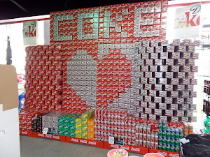 A Can-tastic coke display for Valentine's Day, at a  NC service station.
