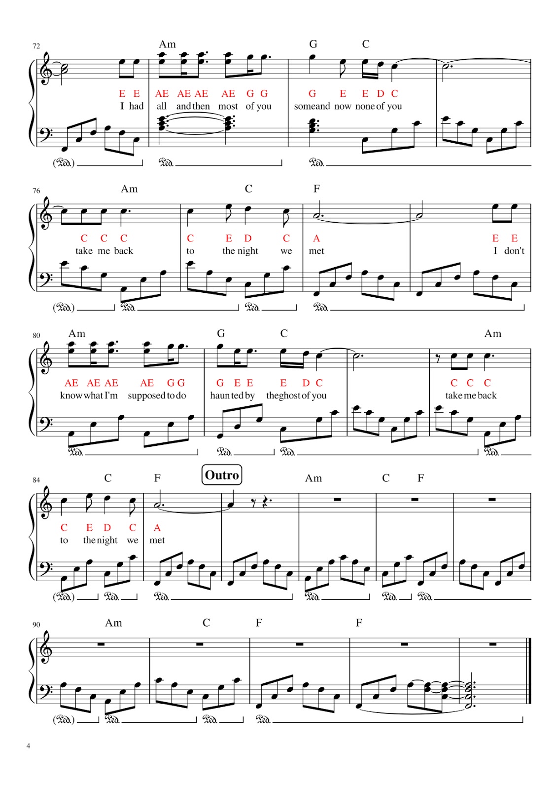 Utterly Music [Piano Scores] 13 Reasons Why The night we met by Lord