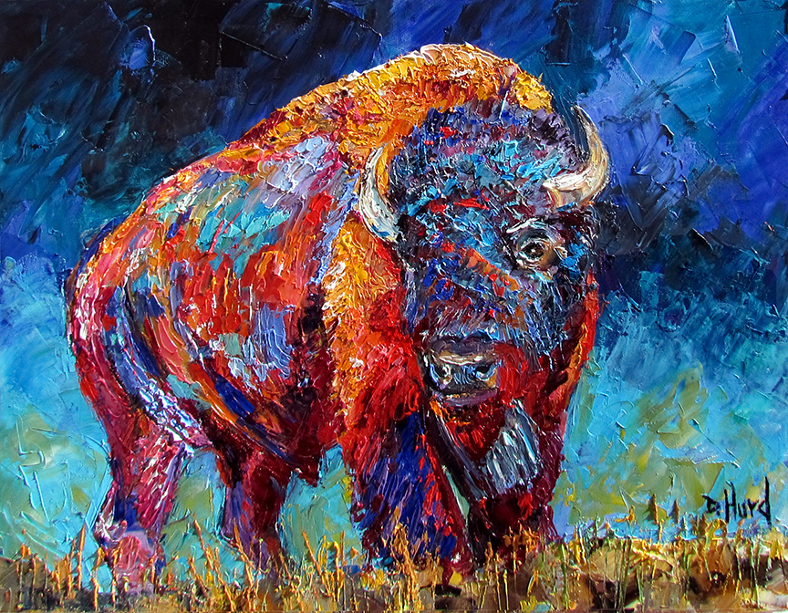 Debra Hurd Original Paintings AND Jazz Art American Bison paintings